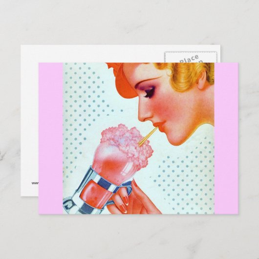 Retro 30's Milkshake Postkarte (Vorne/Hinten)