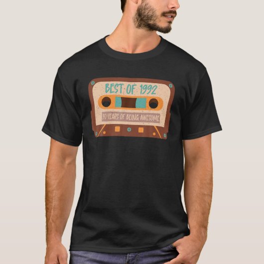 Retro 30th Birthday T Best of 1992 Cassette Tape T-Shirt (Vorderseite)
