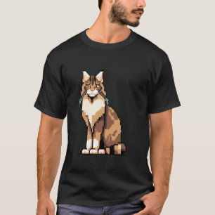 Retro 32-Bit-Stil-Spiel Pixel-Art Maine Coon Katze T-Shirt