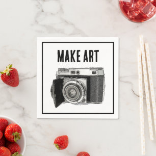 Retro 35 mm Filmkamera Fotograf Kunst Zeichnend Serviette