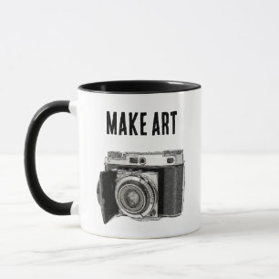 Retro 35 mm Filmkamera Fotograf Kunst Zeichnend Tasse