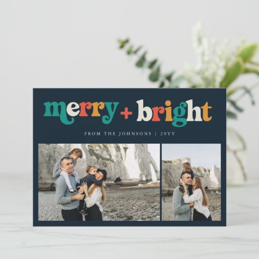 Retro 3 Foto Farbenfrohe Weihnachten (Stehend Vorderseite)