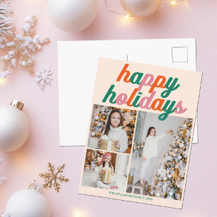 Retro-3-Foto-Weihnachtscollage Frohe Feiertage Feiertagspostkarte
