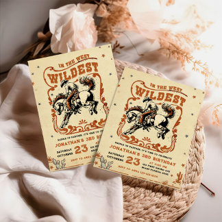 Retro 3. Rodeo Western Cowboy Birthday Einladung