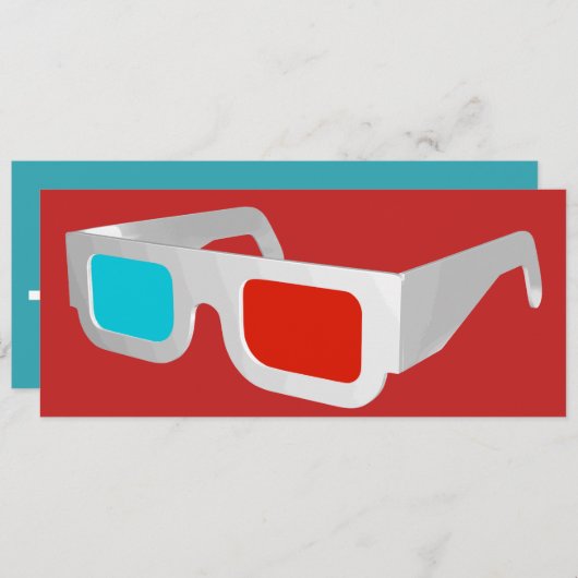 Retro 3D-Brille Graphic Einladung (Vorne/Hinten)