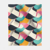 Retro 3D Geometrisches Muster in Aquamarin, rosa, Fleecedecke (Vorderseite)