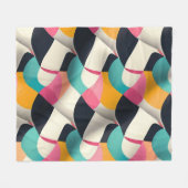 Retro 3D Geometrisches Muster in Aquamarin, rosa, Fleecedecke (Vorderseite (Horizontal))