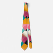 Retro 3D Geometrisches Muster in Aquamarin, rosa, Krawatte (Vorderseite)