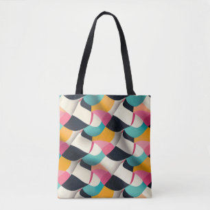 Retro-3D-Geometrisches Muster in Türkis, Rosa, Sen Tasche