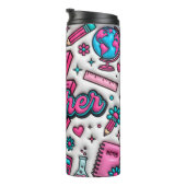 Retro 3D Puffy Lehrer 0,5l Thermobecher Thermosbecher (Nach rechts gedreht)