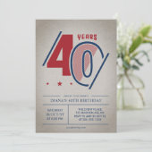 Retro 40. Geburtstag Einladung (Stehend Vorderseite)