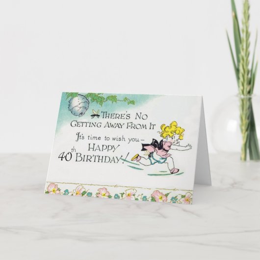 Retro 40. Geburtstag Karte (Vorderseite)