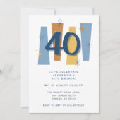 Retro 40. Geburtstag Mittelalter Jahrhundert Moder Einladung (Vorderseite)