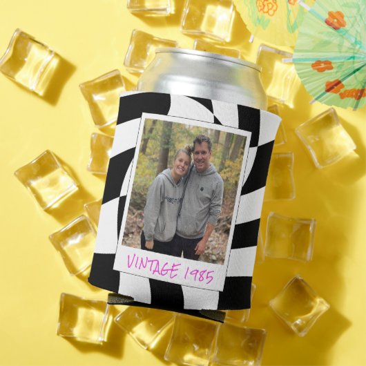 Retro 40. Geburtstag Vintag 1985 Schachbrett Beer Dosenkühler (In Situ Sommer)