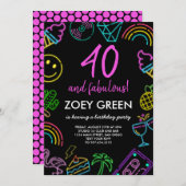 Retro 40 und eine fabelhafte Einladung zum Geburts (Vorne/Hinten)