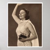 Retro 40er Frau im Badeanzug wachsen Poster (Vorne)