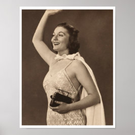 Retro 40er Frau im Badeanzug wachsen Poster