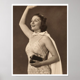 Retro 40er Frau in Badehose Poster