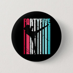 Retro 45. Geburtstag für Kickboxen Frauen Kickboxe Button