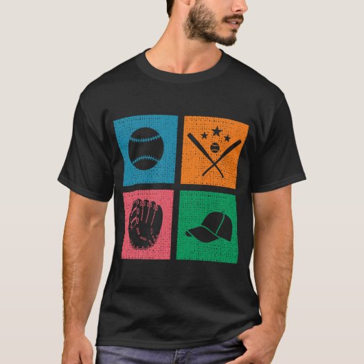 Retro 4 Color Block Baseball T-Shirt (Vorderseite)