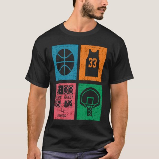 Retro 4 Color Block Basketball T-Shirt (Vorderseite)