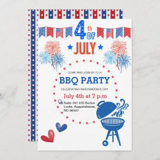 Retro 4. GRILLEN Red White Blue Summer GRILLEN Par Feiertagskarte