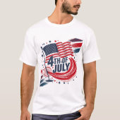 Retro 4. Juli American Flag Patriotic Design T-Shirt (Vorderseite)