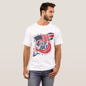 Retro 4. Juli American Flag Patriotic Design T-Shirt (Vorne ganz)