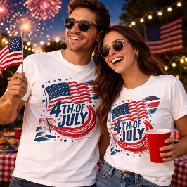 Retro 4. Juli American Flag Patriotic Design T-Shirt