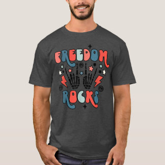Retro 4. Juli Freedom Rocks Skelett 4. T-Shirt