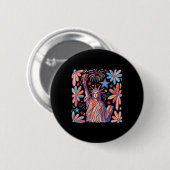 Retro 4. Juli Freiheitsstatue Girl Wome Button (Vorne & Hinten)