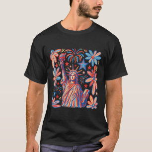 Retro 4. Juli Freiheitsstatue Girl Wome T-Shirt