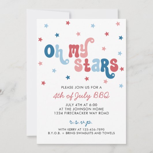 Retro 4. Juli GRILLEN Party Einladung (Vorderseite)
