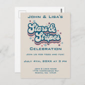 Retro 4. Juli Party Einladung Postkarte (Vorne/Hinten)