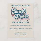 Retro 4. Juli Party Einladung Postkarte (Vorderseite)