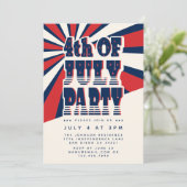 Retro 4. Juli Red White and Blue Party Einladung (Stehend Vorderseite)
