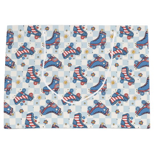 Retro 4. Juli Roller-Skate Große Geschenktüte (Vorderseite)