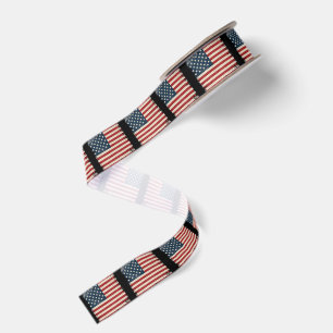 Retro 4. Juli Schachbrettmuster Patriotischer Ster Ripsband