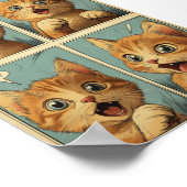 Retro-4-Panel-Comicstrip-Gingermädchen-Katzenkunst Poster (Ecke)
