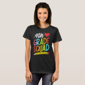 Retro 4th Fourth Grade Squad Pencil Back To School T-Shirt (Vorne ganz)