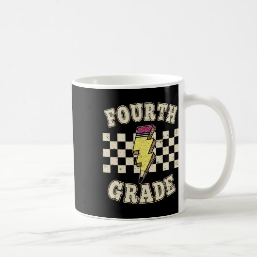 Retro 4th Fourth Grade Teacher Lightning Bolt Penc Kaffeetasse (Rechts)