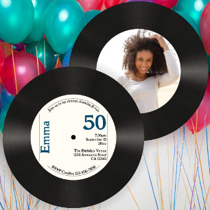 Retro 50. Geburtstag Foto Imitate Vinyl Record Mus Einladung