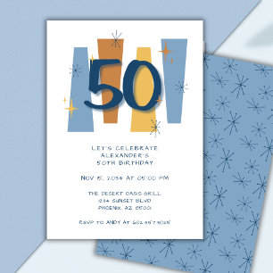 Retro 50. Geburtstag Mittelalter Jahrhundert Moder Einladung