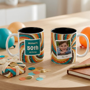 Retro 50. Geburtstag Vintage-Foto Zweifarbige Tasse