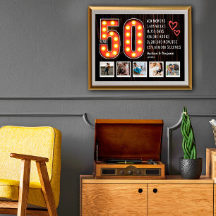 Retro 50. Jubiläum Hearts Benutzerdefinierte Fotoc Poster