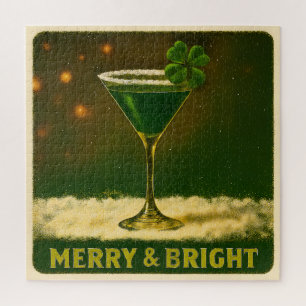 Retro 50er 4-Blatt-Klee-Irischer Weihnachts-Martin Puzzle