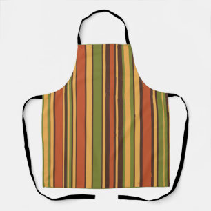 Retro 50er 60er 70er Streifen Orange Avocado Braun Schürze
