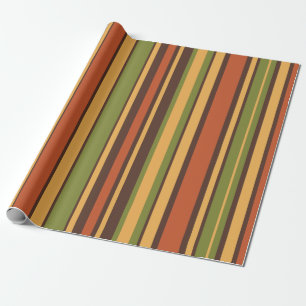 Retro 50er 60er 70er Stripes Orange Avocado Brown Geschenkpapier