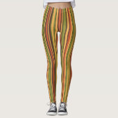 Retro 50er 60er 70er Stripes Orange Avocado Brown Leggings (Vorderseite)