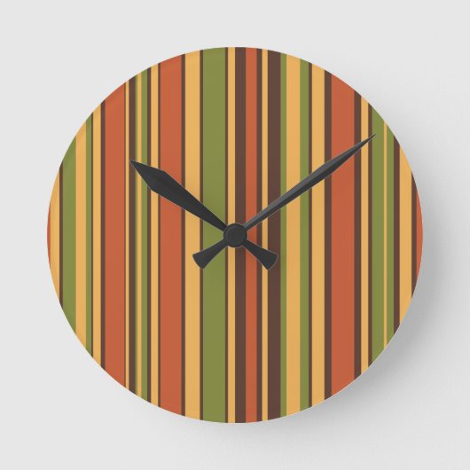 Retro 50er 60er 70er Stripes Orange Avocado Brown Runde Wanduhr (Vorderseite)